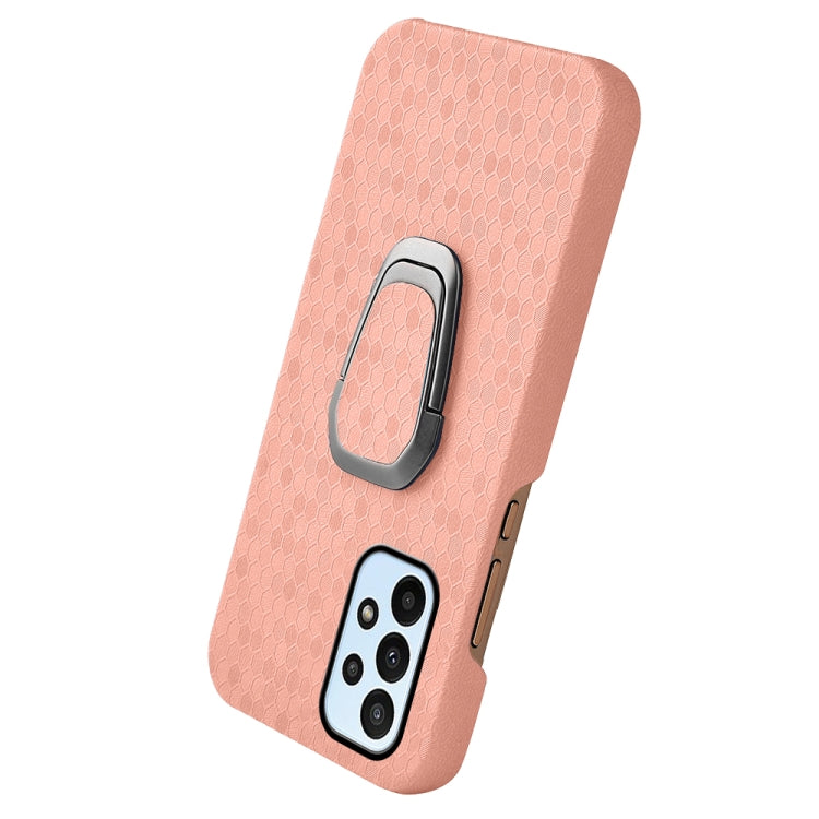 For Samsung Galaxy A23 4G Ring Holder Honeycomb PU Phone Case