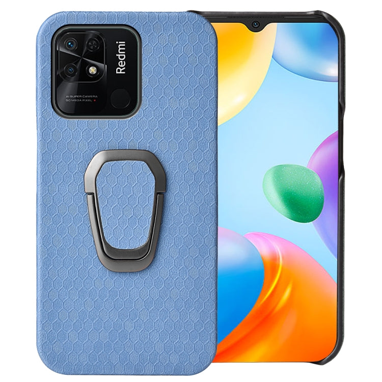 For Xiaomi Redmi 10C 4G Ring Holder Honeycomb PU Phone Case