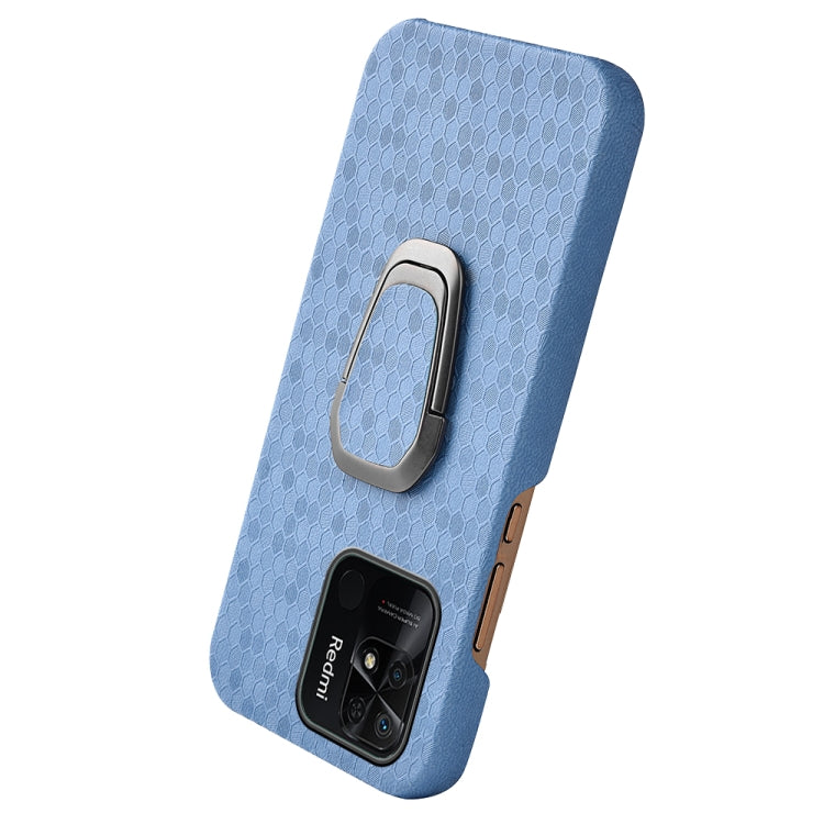For Xiaomi Redmi 10C 4G Ring Holder Honeycomb PU Phone Case