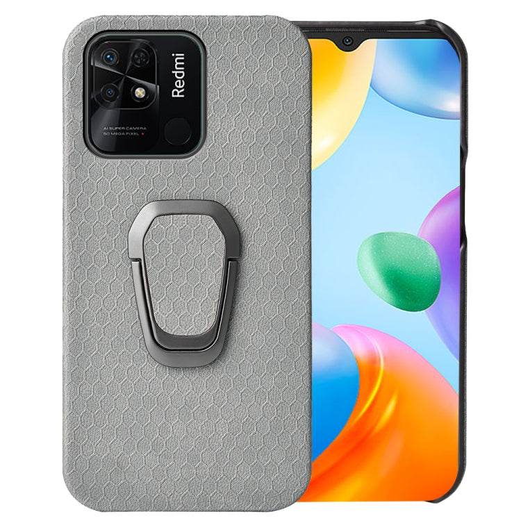 For Xiaomi Redmi 10C 4G Ring Holder Honeycomb PU Phone Case