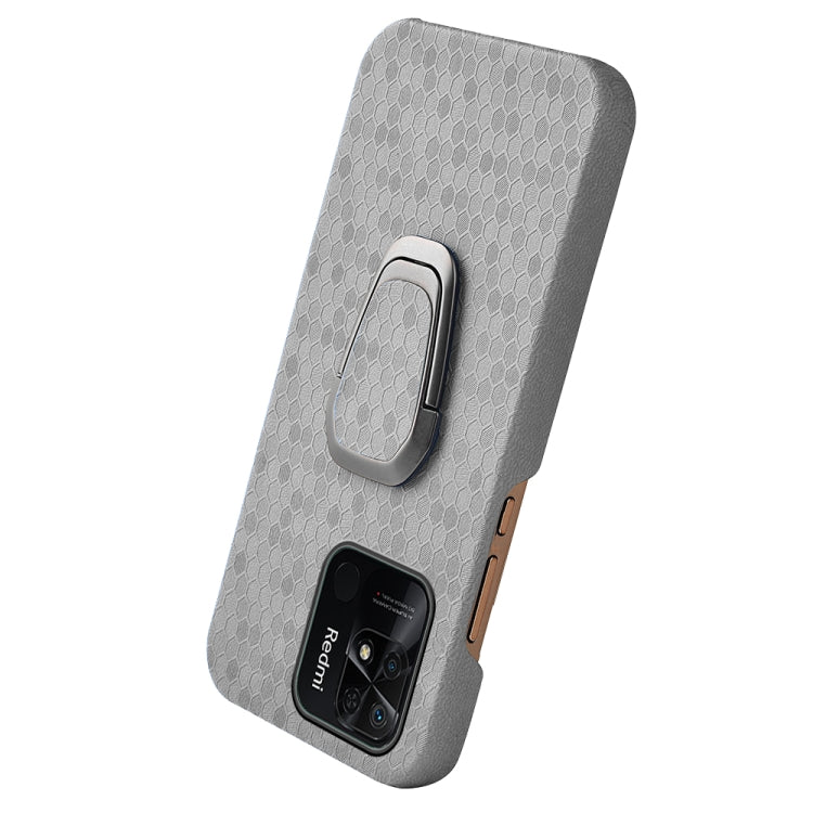 For Xiaomi Redmi 10C 4G Ring Holder Honeycomb PU Phone Case
