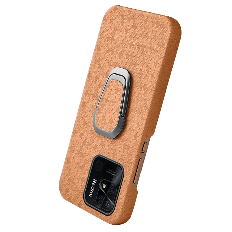 For Xiaomi Redmi 10C 4G Ring Holder Honeycomb PU Phone Case
