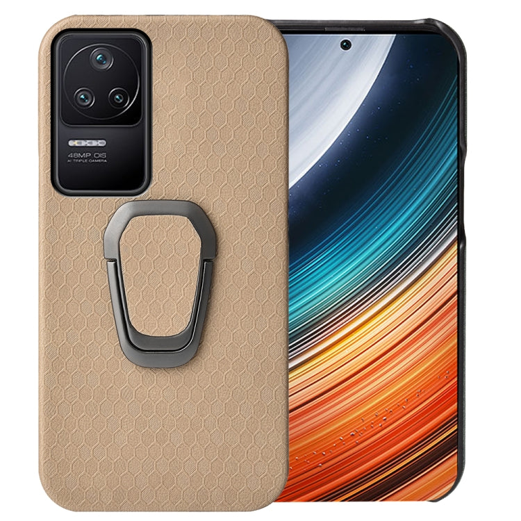 For Xiaomi Redmi K40S Ring Holder Honeycomb PU Phone Case