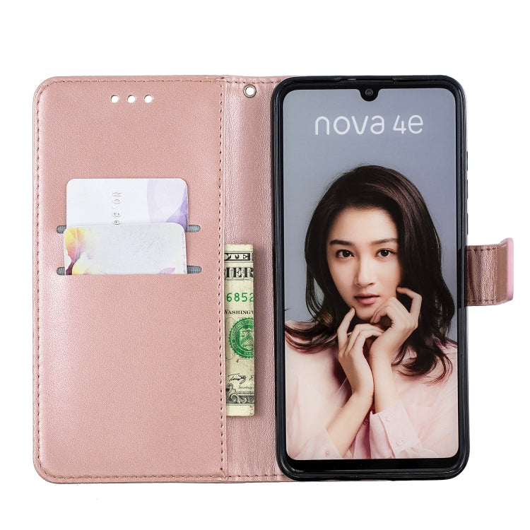 Diamond Encrusted Butterflies Love Flowers Pattern Horizontal Flip Leather Case for Huawei P30 Lite ,with Holder & Card Slots & Wallet & Lanyard