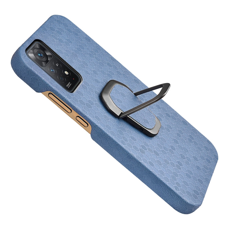 For Xiaomi Redmi Note 11 Pro Global Ring Holder Honeycomb PU Phone Case