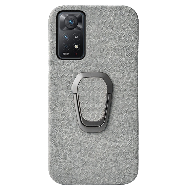 For Xiaomi Redmi Note 11 Pro Global Ring Holder Honeycomb PU Phone Case
