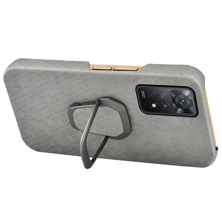 For Xiaomi Redmi Note 11 Pro Global Ring Holder Honeycomb PU Phone Case