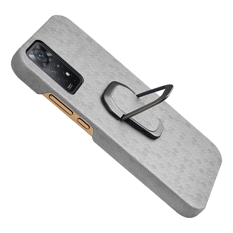 For Xiaomi Redmi Note 11 Pro Global Ring Holder Honeycomb PU Phone Case