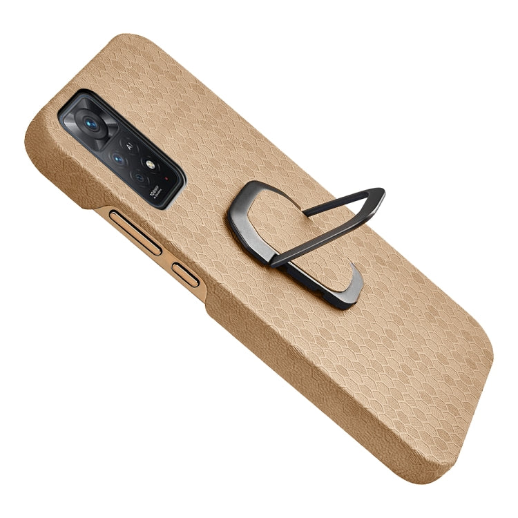 For Xiaomi Redmi Note 11 Pro Global Ring Holder Honeycomb PU Phone Case