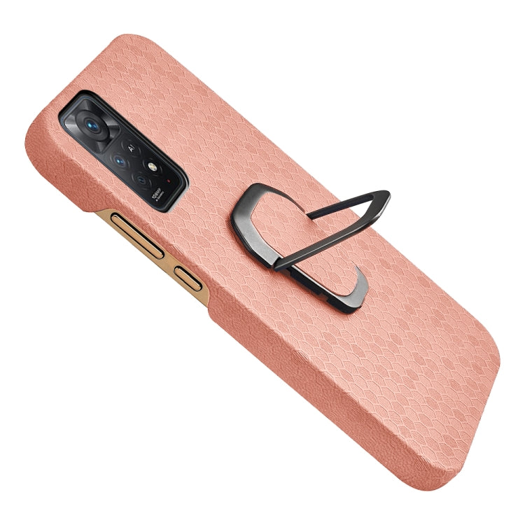 For Xiaomi Redmi Note 11 Pro Global Ring Holder Honeycomb PU Phone Case