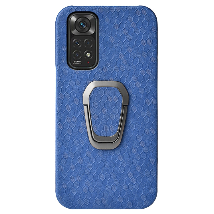 For Xiaomi Redmi Note 11 4G Global Ring Holder Honeycomb PU Phone Case