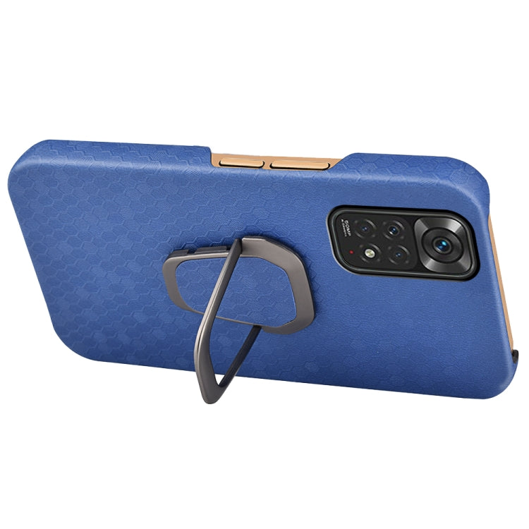 For Xiaomi Redmi Note 11 4G Global Ring Holder Honeycomb PU Phone Case