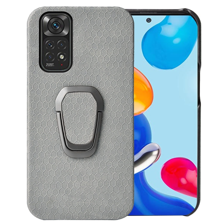 For Xiaomi Redmi Note 11 4G Global Ring Holder Honeycomb PU Phone Case