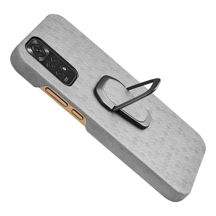 For Xiaomi Redmi Note 11 4G Global Ring Holder Honeycomb PU Phone Case