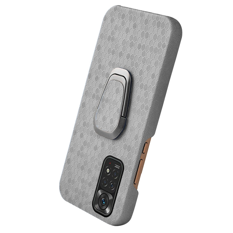 For Xiaomi Redmi Note 11 4G Global Ring Holder Honeycomb PU Phone Case