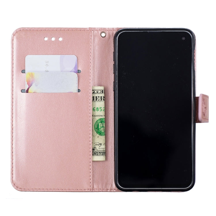 Diamond Encrusted Butterflies Love Flowers Pattern Horizontal Flip Leather Case for Galaxy S10e , with Holder & Card Slots & Wallet & Lanyard