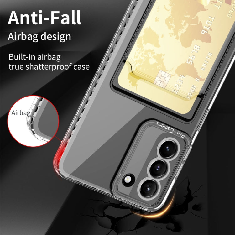 For Samsung Galaxy S22 5G Card Bag Shockproof Transparent Phone Case
