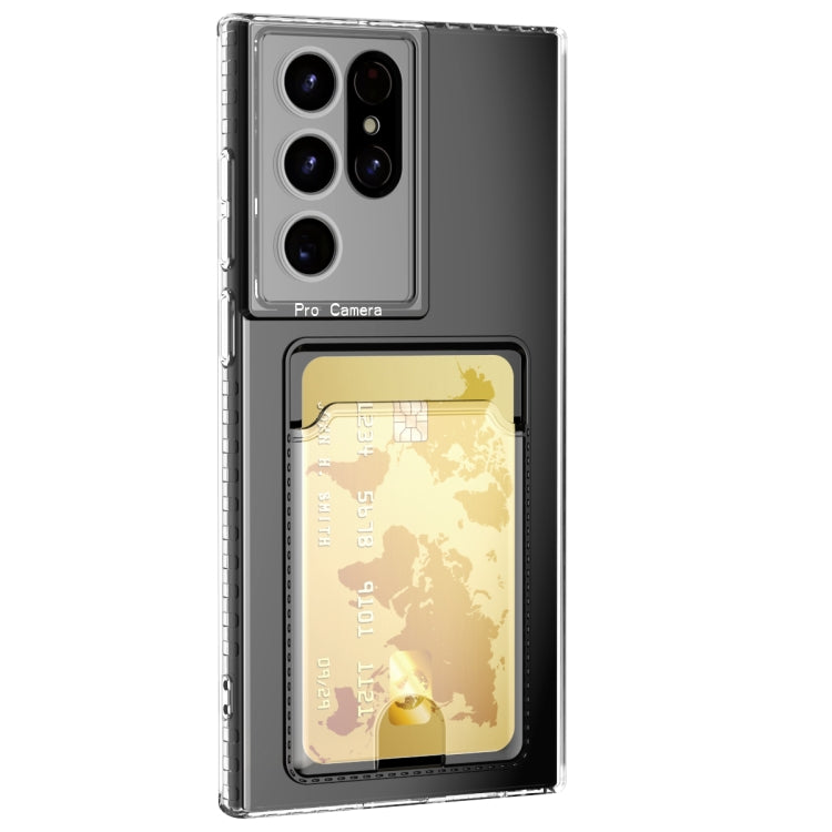 For Samsung Galaxy S21 Ultra 5G Card Bag Shockproof Transparent Phone Case