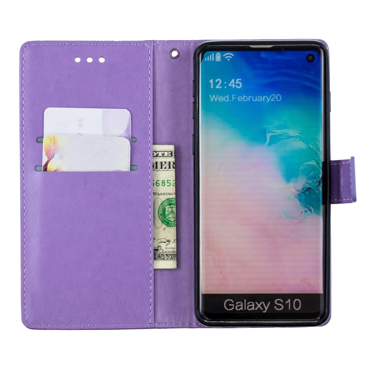 Diamond Encrusted Butterflies Love Flowers Pattern Horizontal Flip Leather Case for Galaxy S10 ,  with Holder & Card Slots & Wallet & Lanyard