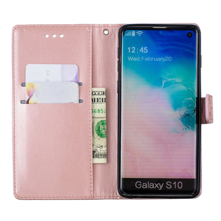 Diamond Encrusted Butterflies Love Flowers Pattern Horizontal Flip Leather Case for Galaxy S10 ,  with Holder & Card Slots & Wallet & Lanyard