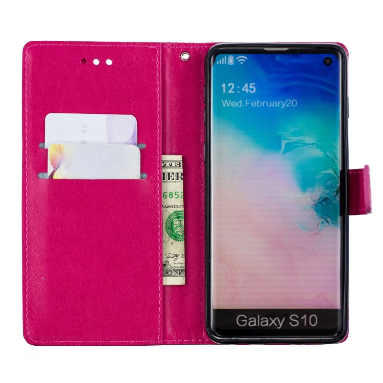 Diamond Encrusted Butterflies Love Flowers Pattern Horizontal Flip Leather Case for Galaxy S10 ,  with Holder & Card Slots & Wallet & Lanyard