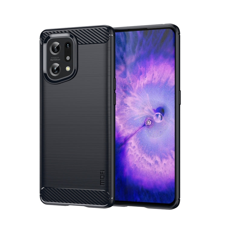 For OPPO Find X5 MOFI Gentleness Brushed Carbon Fiber Soft TPU Case