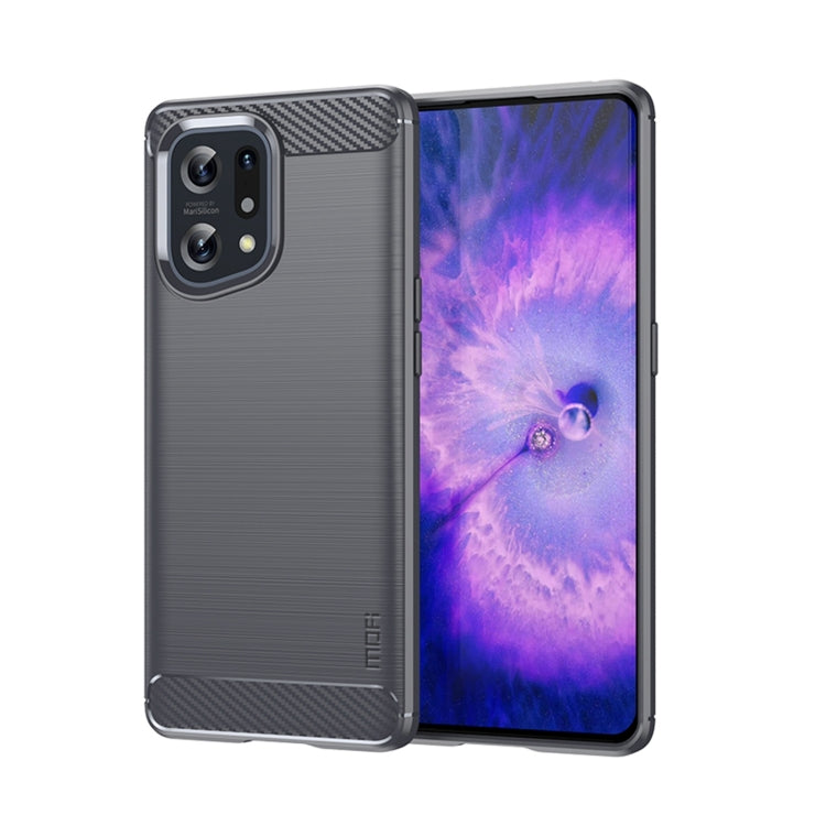 For OPPO Find X5 MOFI Gentleness Brushed Carbon Fiber Soft TPU Case