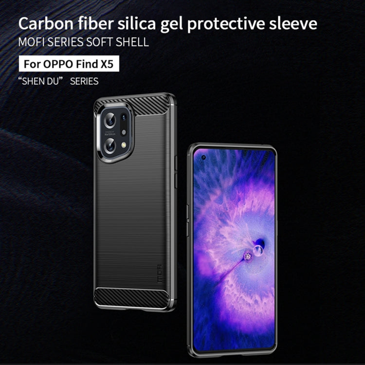 For OPPO Find X5 MOFI Gentleness Brushed Carbon Fiber Soft TPU Case