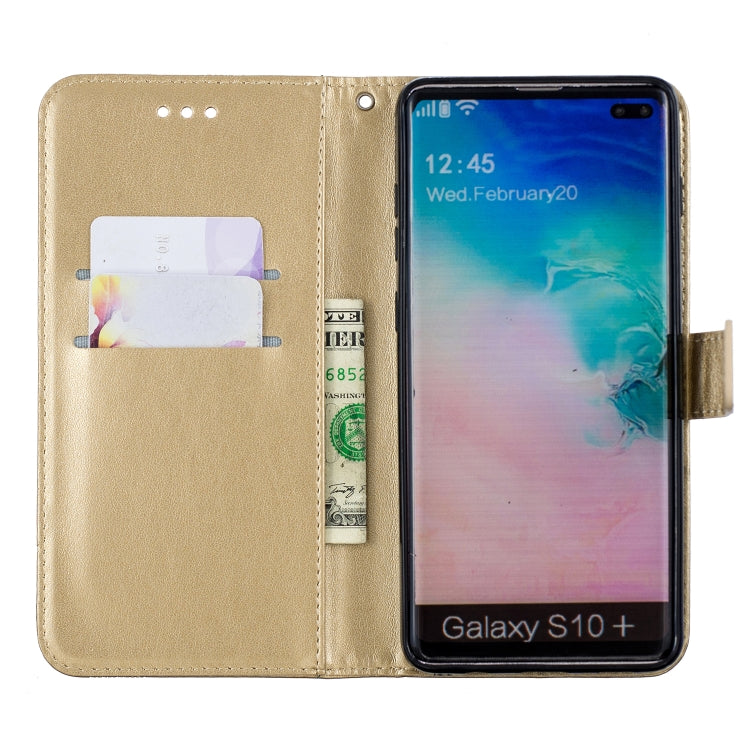 Diamond Encrusted Butterflies Love Flowers Pattern Horizontal Flip Leather Case for Galaxy S10 Plus , with Holder & Card Slots & Wallet & Lanyard