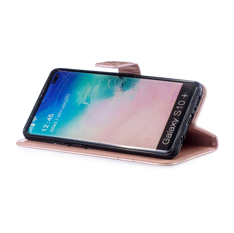 Diamond Encrusted Butterflies Love Flowers Pattern Horizontal Flip Leather Case for Galaxy S10 Plus , with Holder & Card Slots & Wallet & Lanyard
