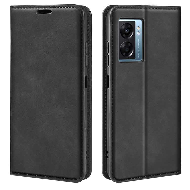 For OPPO A57 5G Retro-skin Magnetic Suction Leather Phone Case
