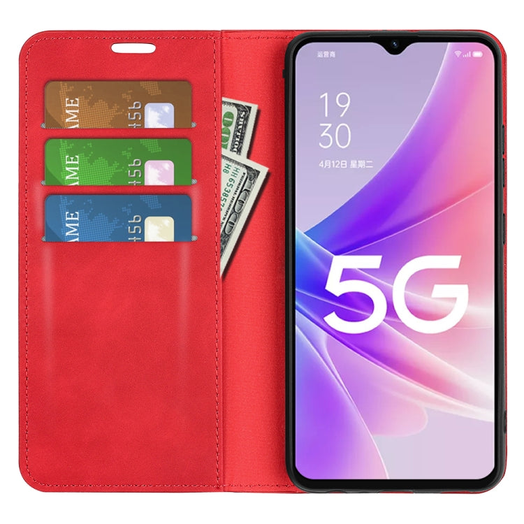 For OPPO A57 5G Retro-skin Magnetic Suction Leather Phone Case