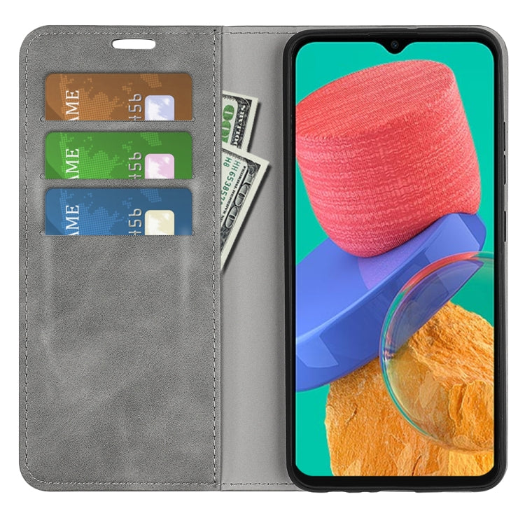 For Samsung Galaxy M33 Retro-skin Magnetic Suction Leather Phone Case