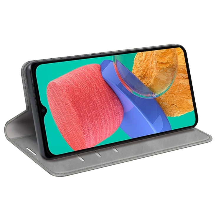 For Samsung Galaxy M33 Retro-skin Magnetic Suction Leather Phone Case