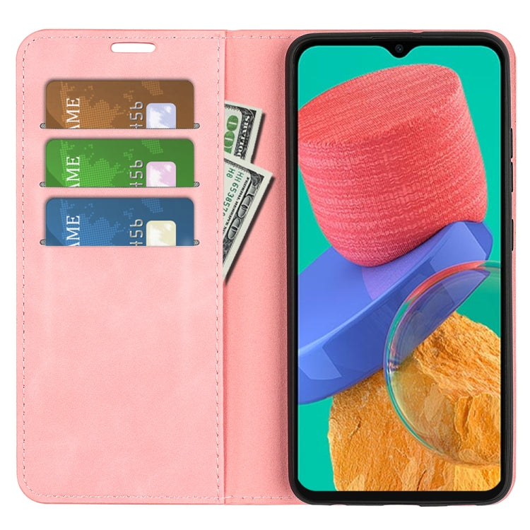 For Samsung Galaxy M33 Retro-skin Magnetic Suction Leather Phone Case