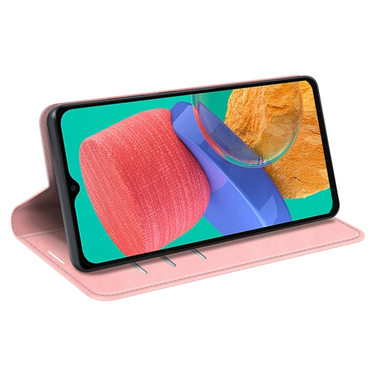 For Samsung Galaxy M33 Retro-skin Magnetic Suction Leather Phone Case