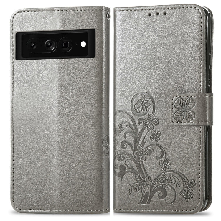 For Google Pixel 7 Pro 5G Four-leaf Clasp Embossed Buckle Leather Phone Case