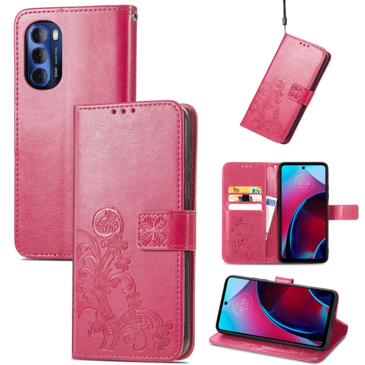 For Motorola Moto G Stylus 5G 2022 Four-leaf Clasp Embossed Buckle Leather Phone Case