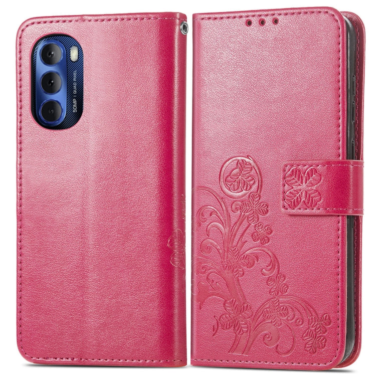 For Motorola Moto G Stylus 5G 2022 Four-leaf Clasp Embossed Buckle Leather Phone Case