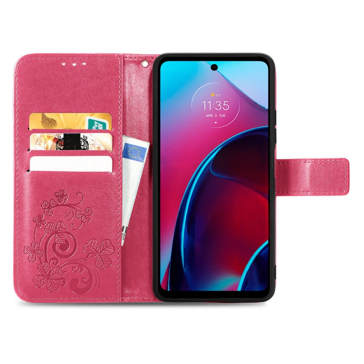 For Motorola Moto G Stylus 5G 2022 Four-leaf Clasp Embossed Buckle Leather Phone Case