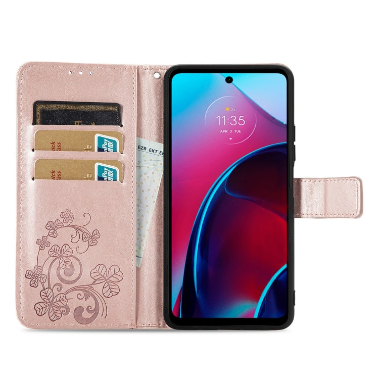 For Motorola Moto G Stylus 5G 2022 Four-leaf Clasp Embossed Buckle Leather Phone Case