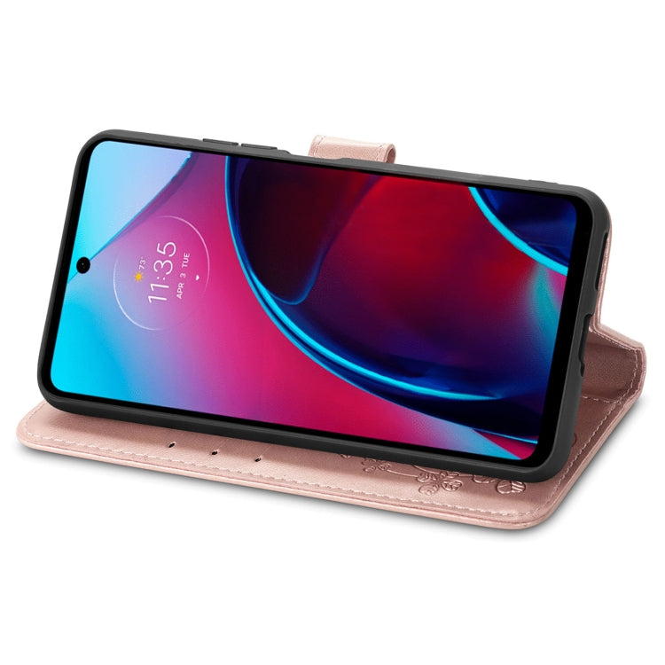 For Motorola Moto G Stylus 5G 2022 Four-leaf Clasp Embossed Buckle Leather Phone Case