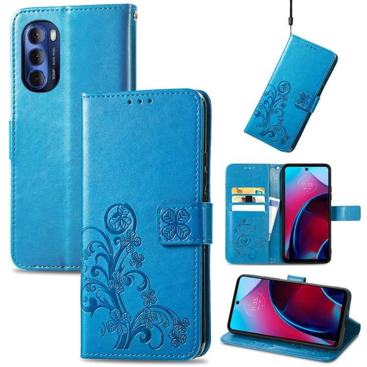 For Motorola Moto G Stylus 5G 2022 Four-leaf Clasp Embossed Buckle Leather Phone Case