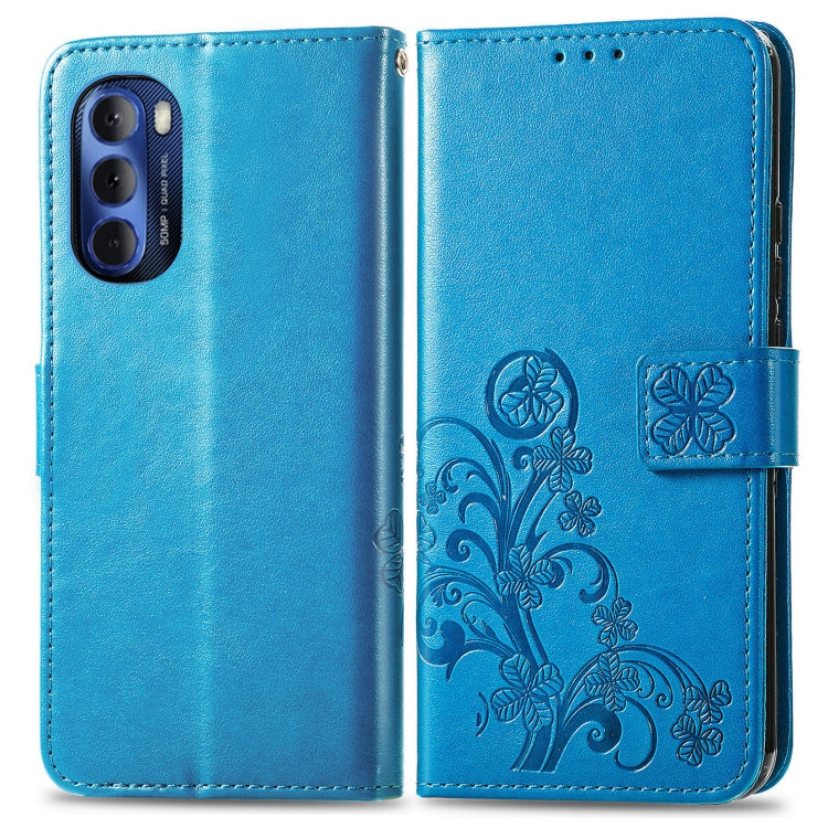For Motorola Moto G Stylus 5G 2022 Four-leaf Clasp Embossed Buckle Leather Phone Case