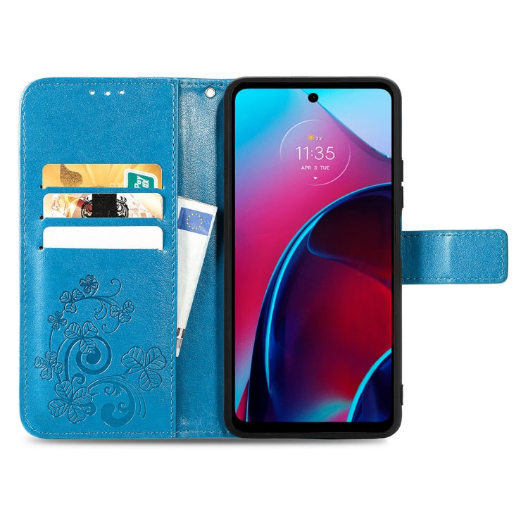 For Motorola Moto G Stylus 5G 2022 Four-leaf Clasp Embossed Buckle Leather Phone Case