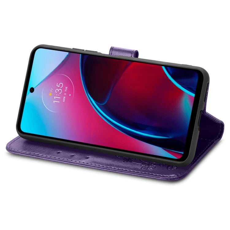 For Motorola Moto G Stylus 5G 2022 Four-leaf Clasp Embossed Buckle Leather Phone Case