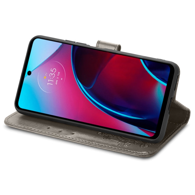 For Motorola Moto G Stylus 5G 2022 Four-leaf Clasp Embossed Buckle Leather Phone Case