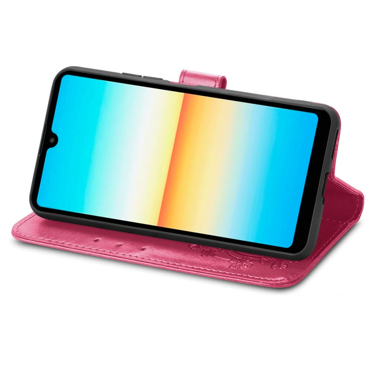 For Sony Xperia Ace III Four-leaf Clasp Embossed Buckle Leather Phone Case