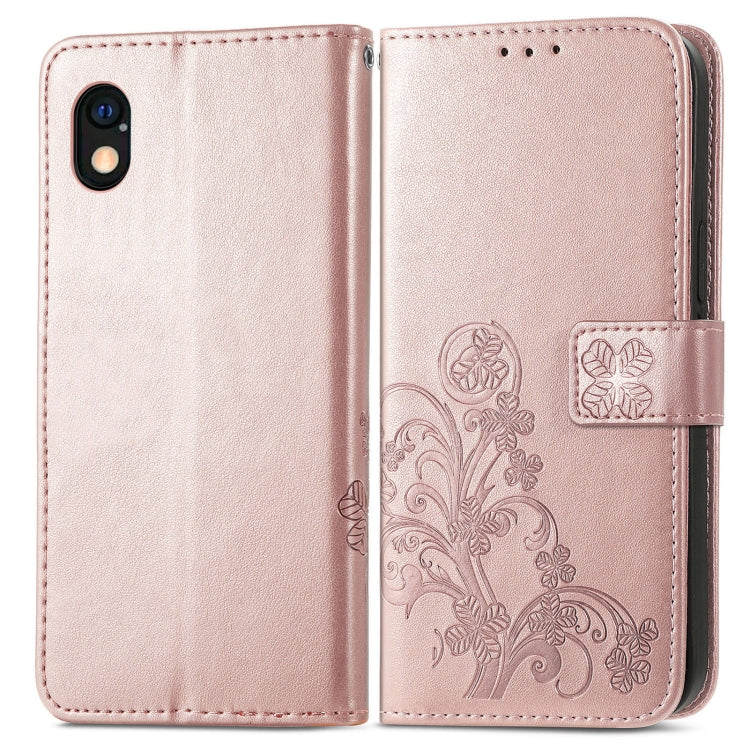 For Sony Xperia Ace III Four-leaf Clasp Embossed Buckle Leather Phone Case