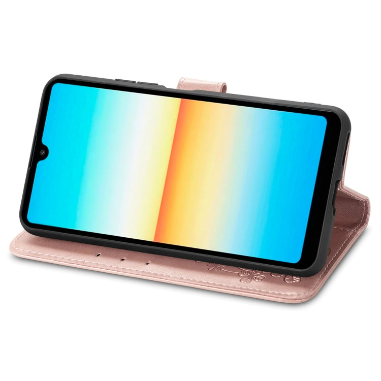 For Sony Xperia Ace III Four-leaf Clasp Embossed Buckle Leather Phone Case